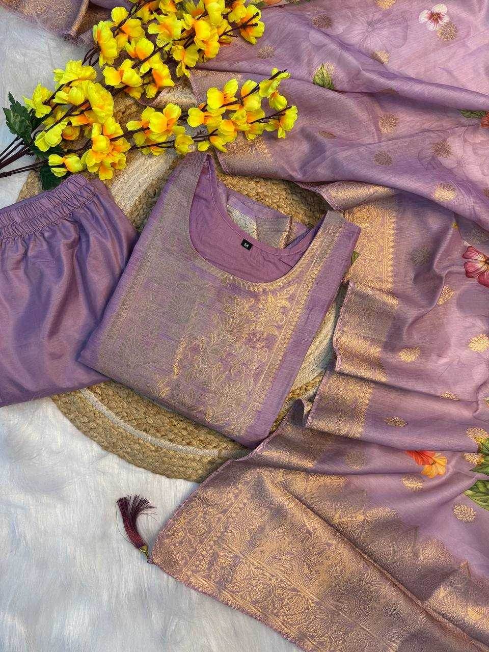 Tissue Silk Party Wear Printed Kurtis Kurti Bottom With Dupatta - MYLUXURY LANE ENTERPRISE